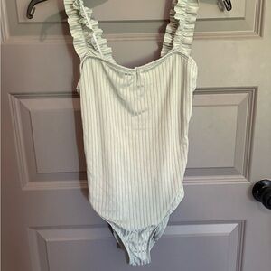 Ruffled One Piece Green Swimsuit